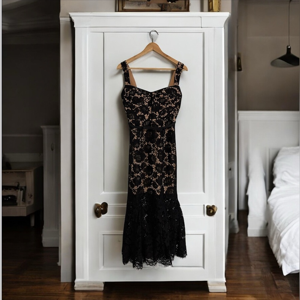 SELF-PORTRAIT Fine Lace Midi Dress in Black US6/ UK10 LAST ONE! - Picture 5 of 10